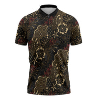 Batik Sekar Jagad Zipper Polo Shirt Indonesian Traditional Pattern
