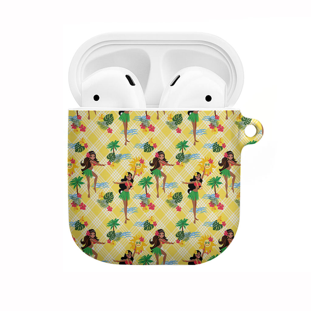 Hawaii Hula Girl Tropical AirPods Case Yellow Palaka