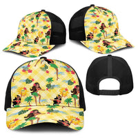 Hawaii Hula Girl Tropical Baseball Net Cap Yellow Palaka