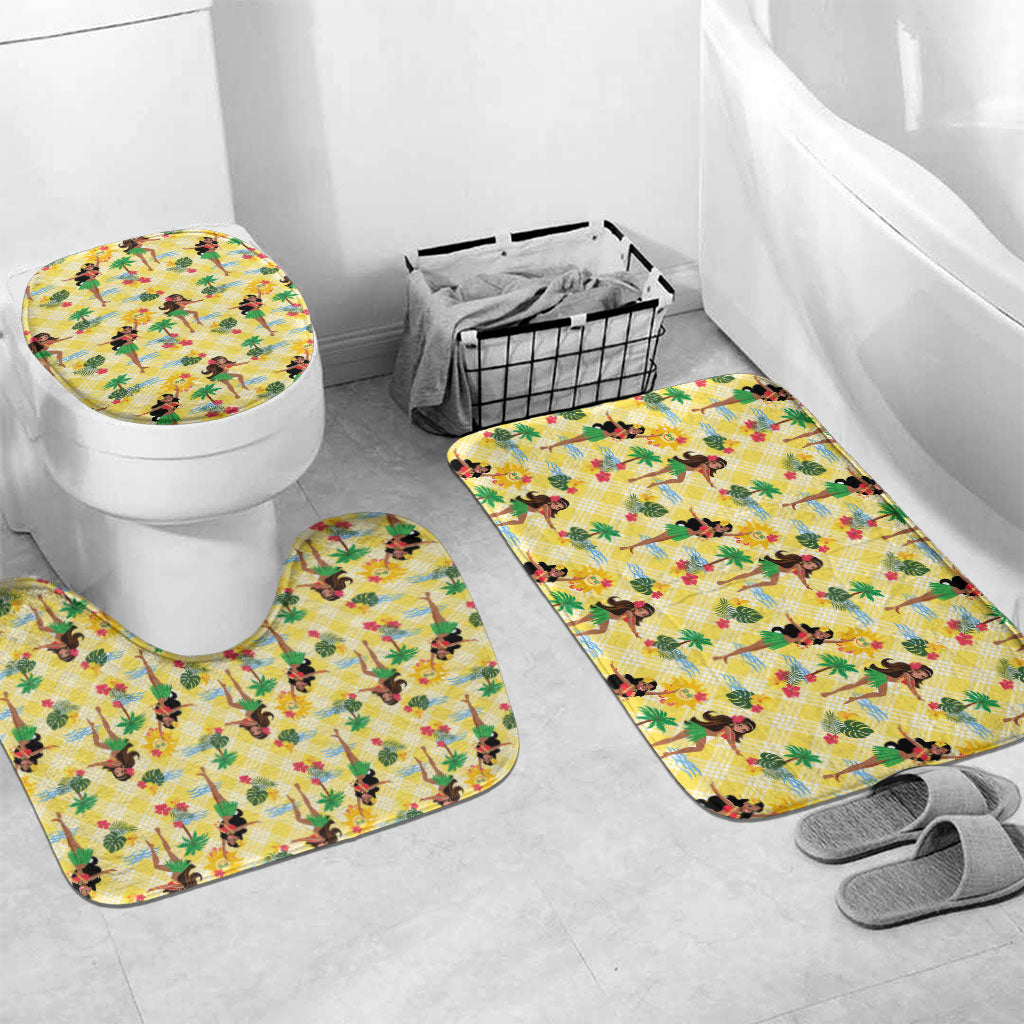 Hawaii Hula Girl Tropical Bathroom Set Yellow Palaka