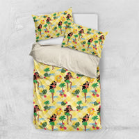 Hawaii Hula Girl Tropical Bedding Set Yellow Palaka