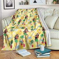 Hawaii Hula Girl Tropical Blanket Yellow Palaka