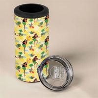 Hawaii Hula Girl Tropical 4 in 1 Can Cooler Tumbler Yellow Palaka