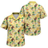 Hawaii Hula Girl Tropical Family Matching Puletasi and Hawaiian Shirt Yellow Palaka