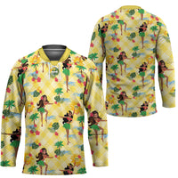 Hawaii Hula Girl Tropical Hockey Jersey Yellow Palaka