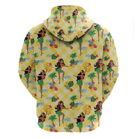 Hawaii Hula Girl Tropical Hoodie Yellow Palaka