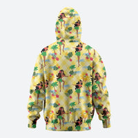 Hawaii Hula Girl Tropical Hoodie Yellow Palaka