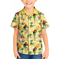 Hawaii Hula Girl Tropical Kid Hawaiian Shirt Yellow Palaka