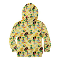 Hawaii Hula Girl Tropical Kid Hoodie Yellow Palaka