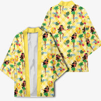 Hawaii Hula Girl Tropical Kimono Yellow Palaka