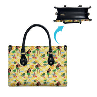 Hawaii Hula Girl Tropical Leather Bag Yellow Palaka