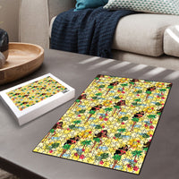 Hawaii Hula Girl Tropical Puzzle Yellow Palaka
