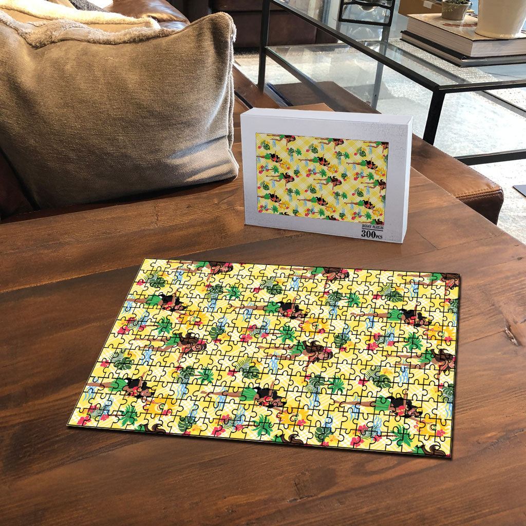 Hawaii Hula Girl Tropical Puzzle Yellow Palaka