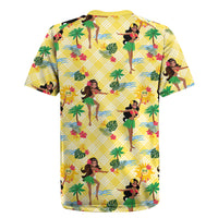 Hawaii Hula Girl Tropical Rugby Jersey Yellow Palaka