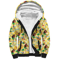 Hawaii Hula Girl Tropical Sherpa Hoodie Yellow Palaka