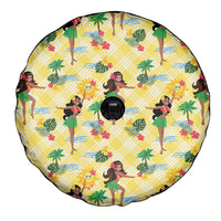 Hawaii Hula Girl Tropical Spare Tire Cover Yellow Palaka