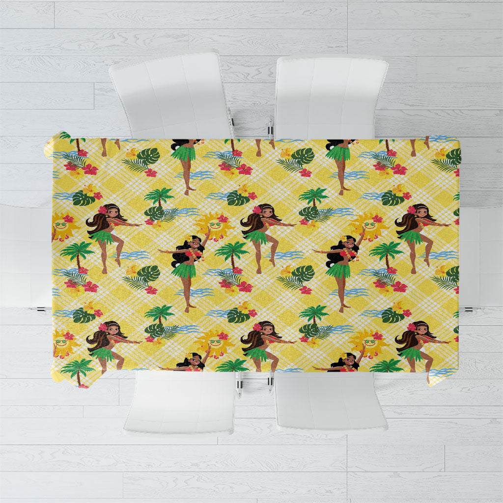 Hawaii Hula Girl Tropical Tablecloth Yellow Palaka LT01 Yellow - Polynesian Pride