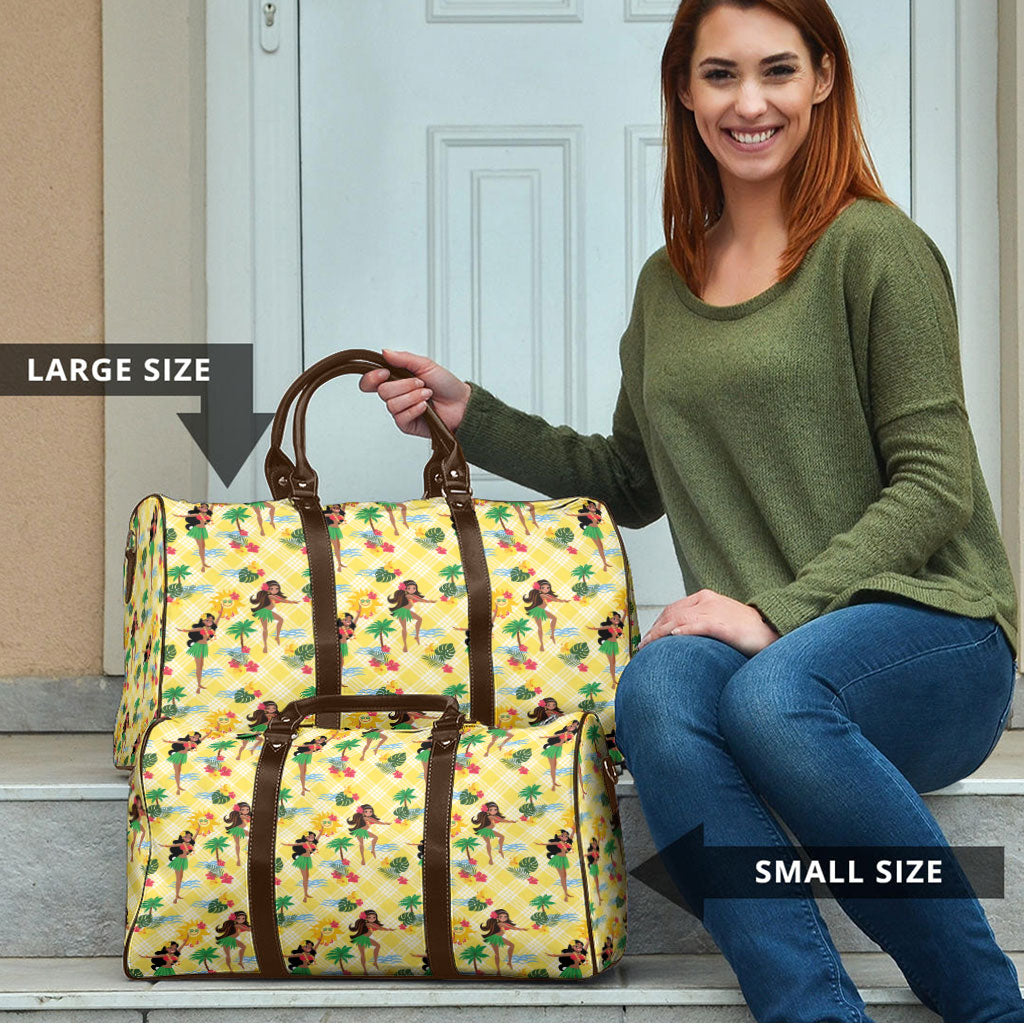 Hawaii Hula Girl Tropical Travel Bag Yellow Palaka