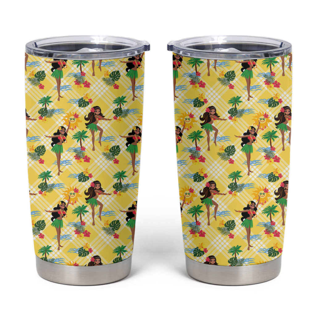 Hawaii Hula Girl Tropical Tumbler Cup Yellow Palaka