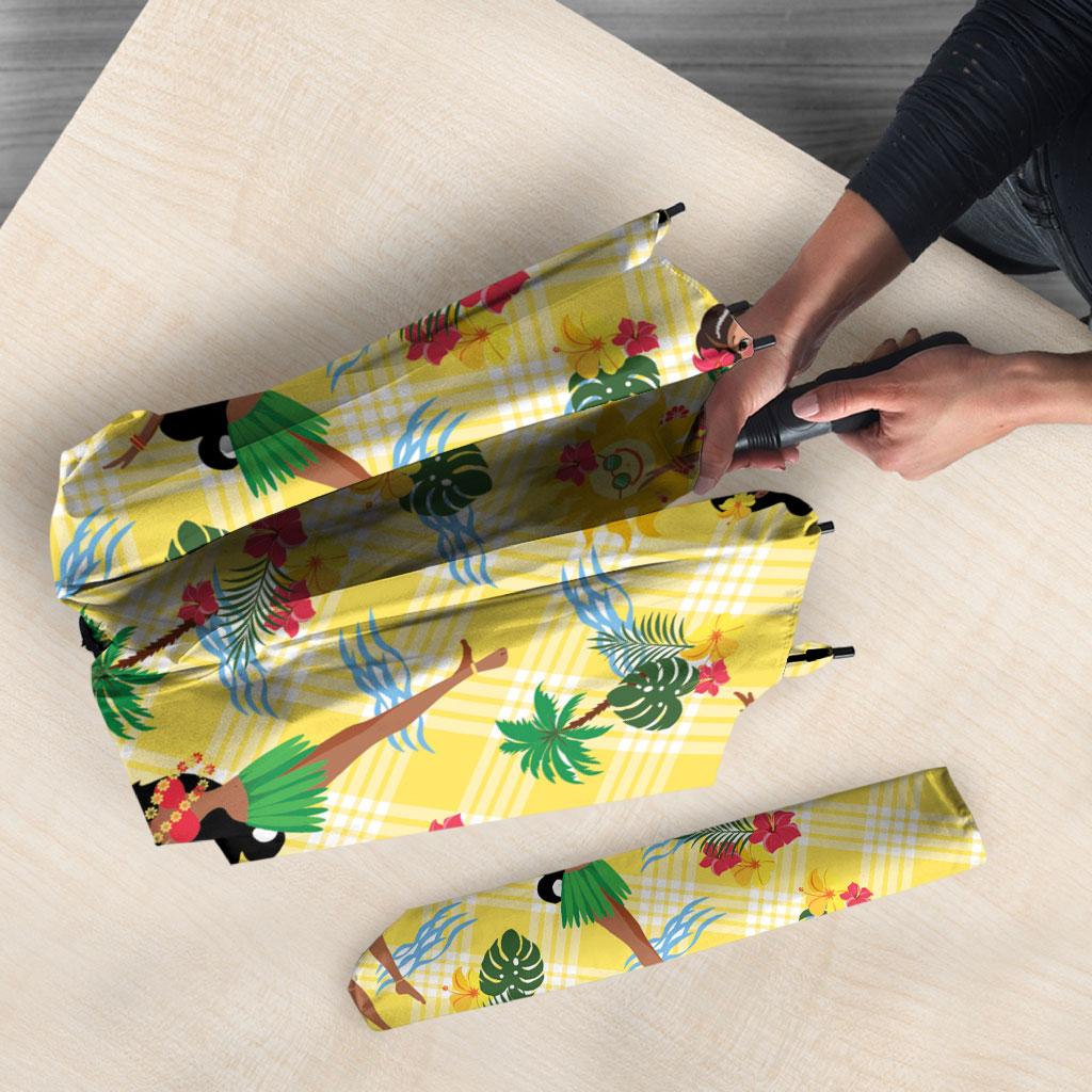 Hawaii Hula Girl Tropical Umbrella Yellow Palaka