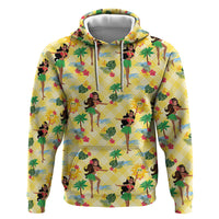 Hawaii Hula Girl Tropical Zip Hoodie Yellow Palaka