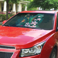 Hawaii Hummingbird Tropical Flowers Auto Sun Shade Dark Green