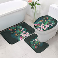 Hawaii Hummingbird Tropical Flowers Bathroom Set Dark Green