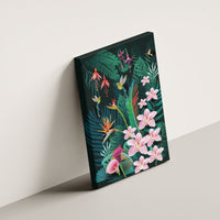 Hawaii Hummingbird Tropical Flowers Canvas Wall Art Dark Green