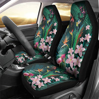 Hawaii Hummingbird Tropical Flowers Car Seat Cover Dark Green