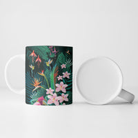 Hawaii Hummingbird Tropical Flowers Ceramic Mug Dark Green