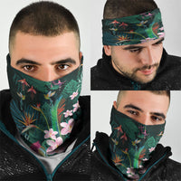 Hawaii Hummingbird Tropical Flowers Neck Gaiter Dark Green