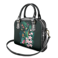 Hawaii Hummingbird Tropical Flowers Shoulder Handbag Dark Green