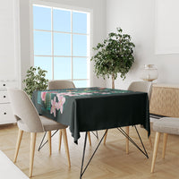 Hawaii Hummingbird Tropical Flowers Tablecloth Dark Green