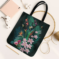 Hawaii Hummingbird Tropical Flowers Tote Bag Dark Green