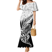 Custom New Zealand Silver Fern Rugby Mermaid Dress Aotearoa Maori Black Version LT01 Women Black - Polynesian Pride