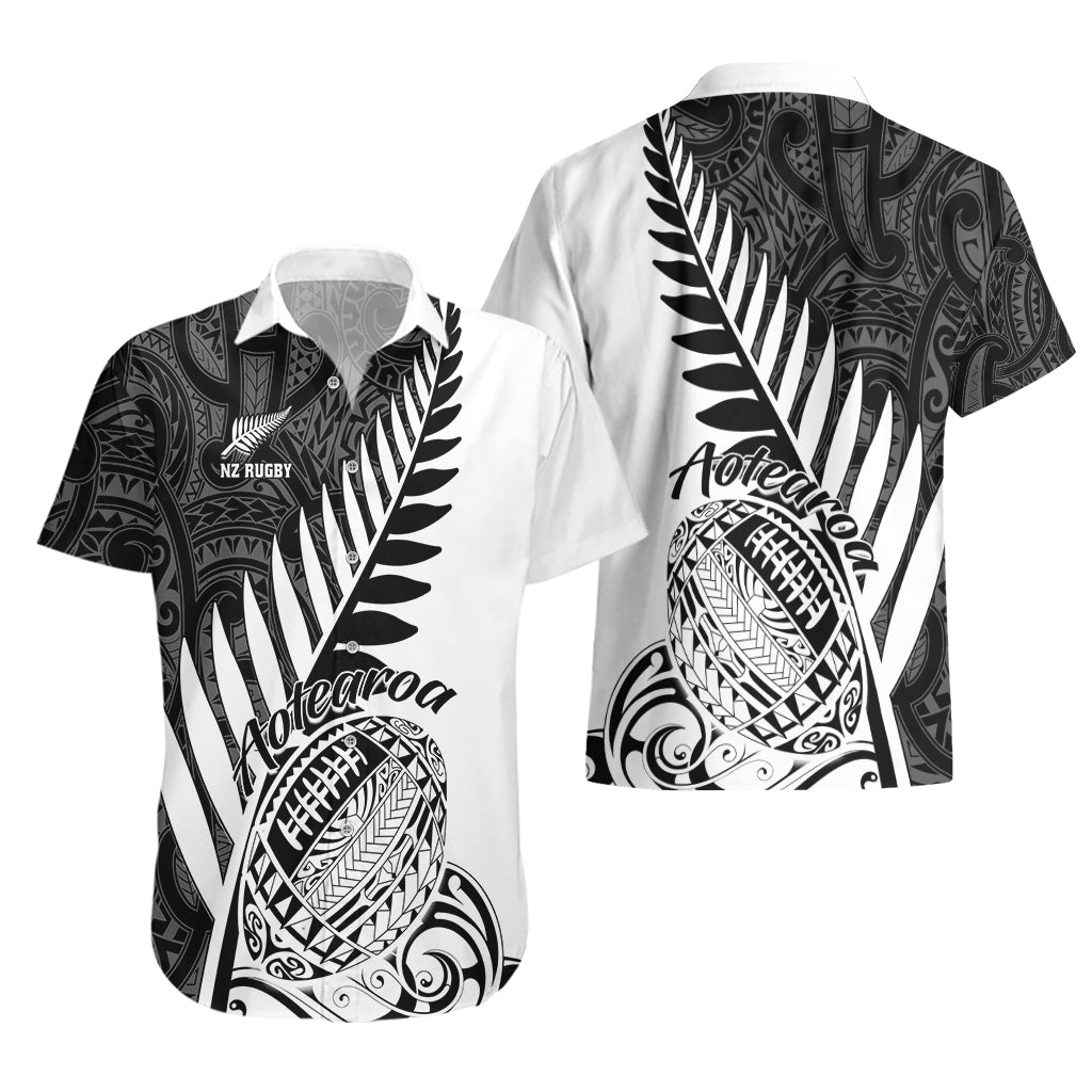 New Zealand Silver Fern Rugby Hawaiian Shirt Aotearoa Maori White Version LT01 - Polynesian Pride
