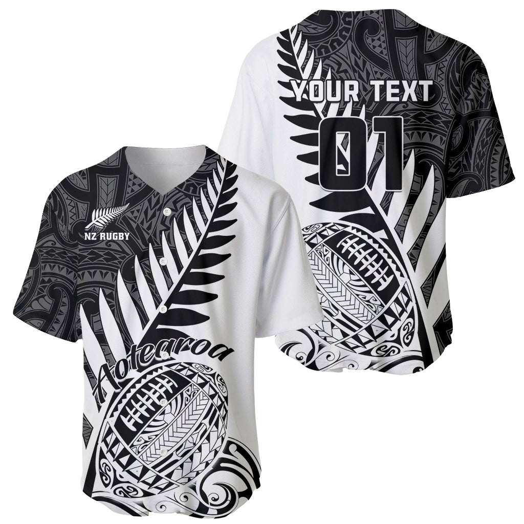 Custom New Zealand Silver Fern Rugby Baseball Jersey Aotearoa Maori White Version LT01 - Polynesian Pride