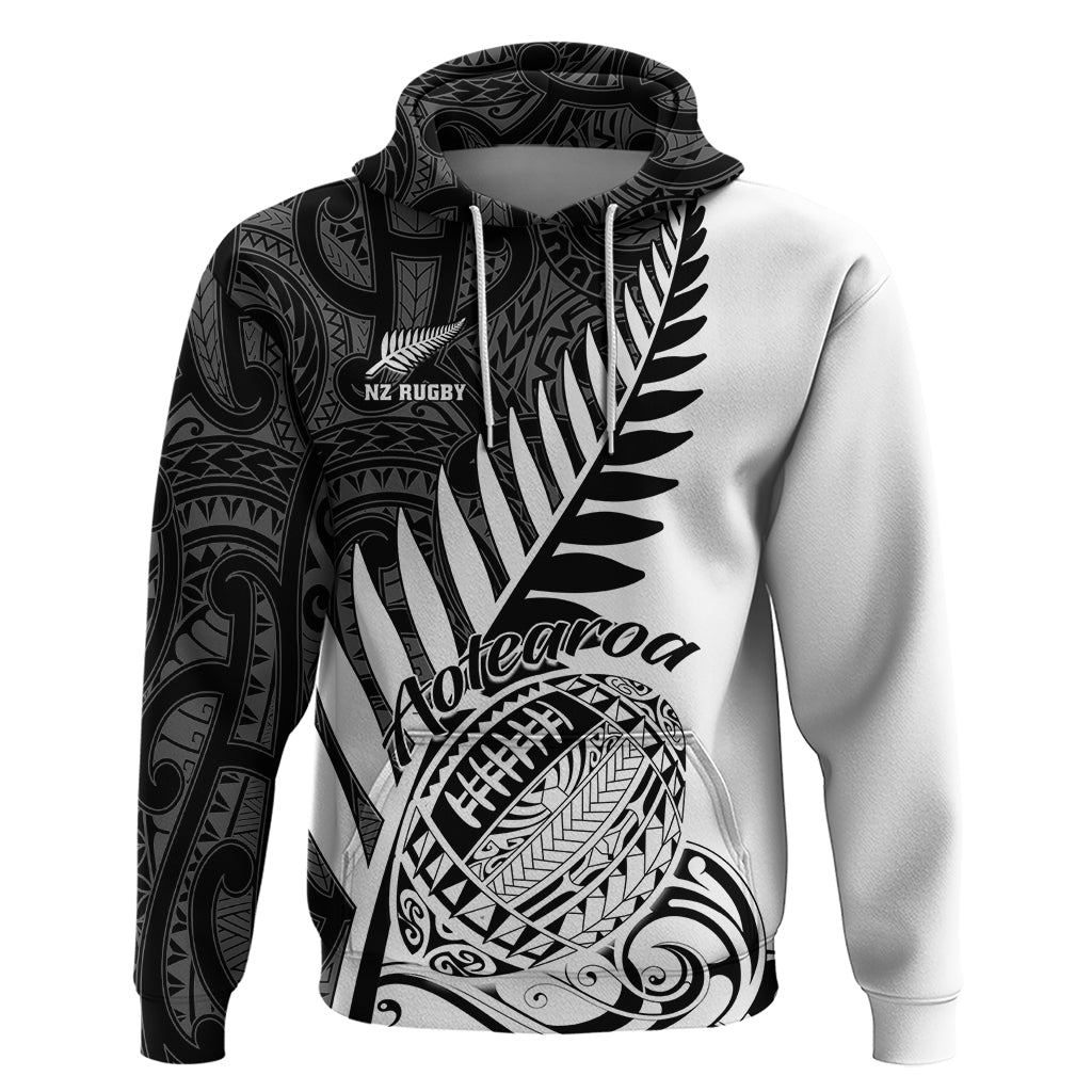 Custom New Zealand Silver Fern Rugby Hoodie Aotearoa Maori White Version LT01 Pullover Hoodie White - Polynesian Pride