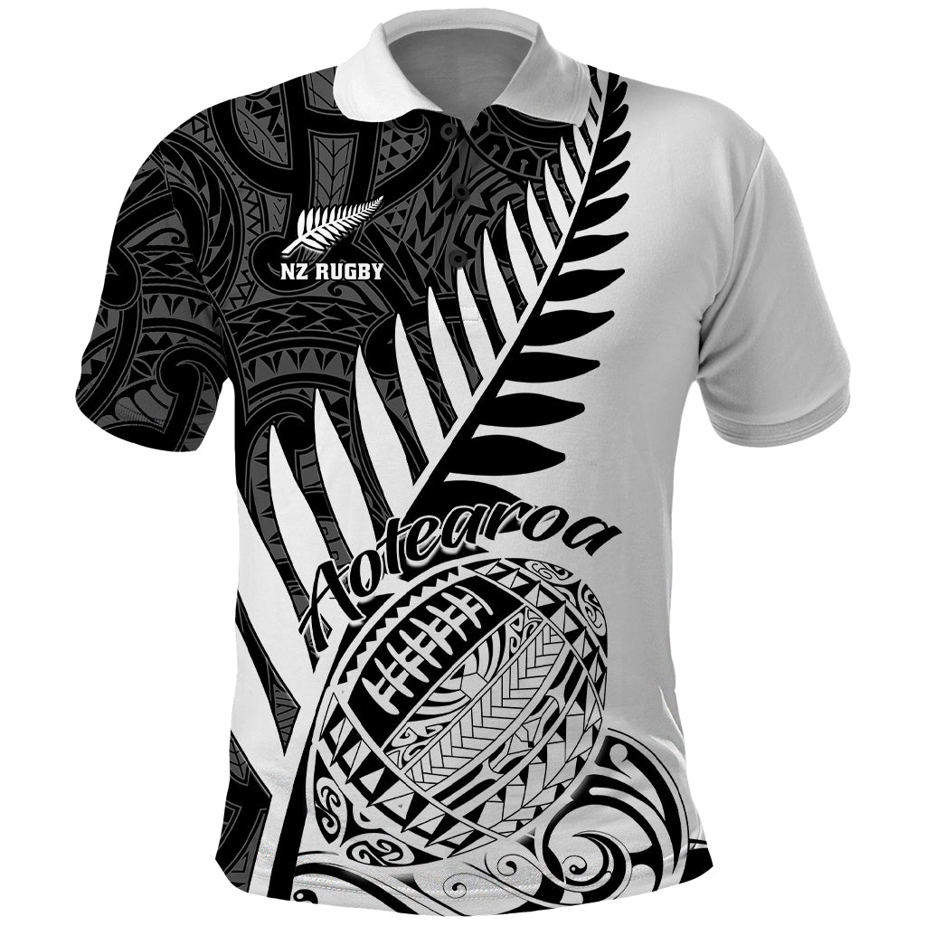 Custom New Zealand Silver Fern Rugby Polo Shirt Aotearoa Maori White Version LT01 White - Polynesian Pride
