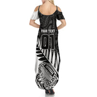 Custom New Zealand Silver Fern Rugby Summer Maxi Dress Aotearoa Maori White Version LT01 - Polynesian Pride