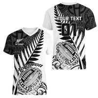 Custom New Zealand Silver Fern Rugby Women V Neck T Shirt Aotearoa Maori White Version LT01 - Polynesian Pride