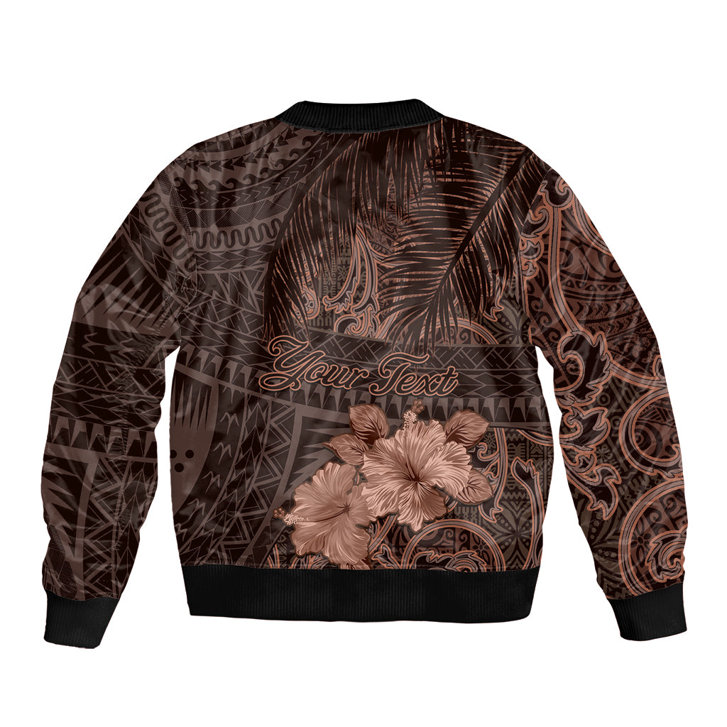 Bula Fiji Masi Bomber Jacket Fijian Tapa Vintage Dark Brown Version LT01 - Polynesian Pride