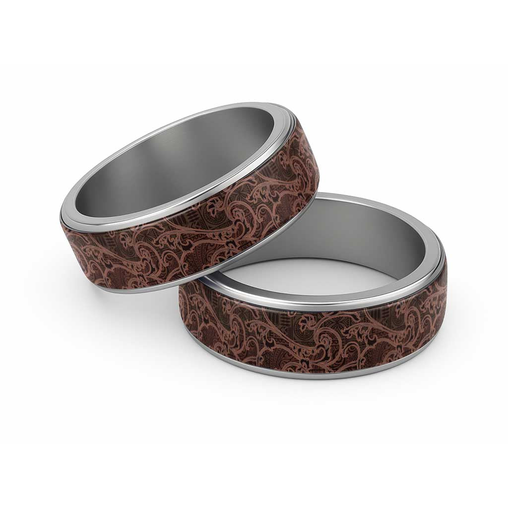 Bula Fiji Masi Classic Ring Fijian Tapa Vintage Dark Brown Version - Polynesian Pride