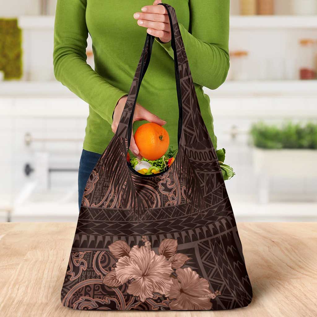 Bula Fiji Masi Grocery Bag Fijian Tapa Vintage Dark Brown Version