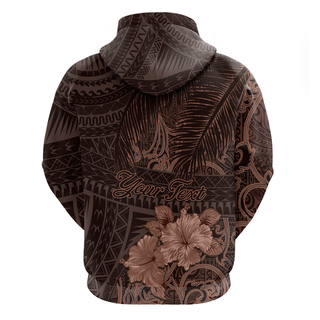 Bula Fiji Masi Hoodie Fijian Tapa Vintage Dark Brown Version LT01 - Polynesian Pride