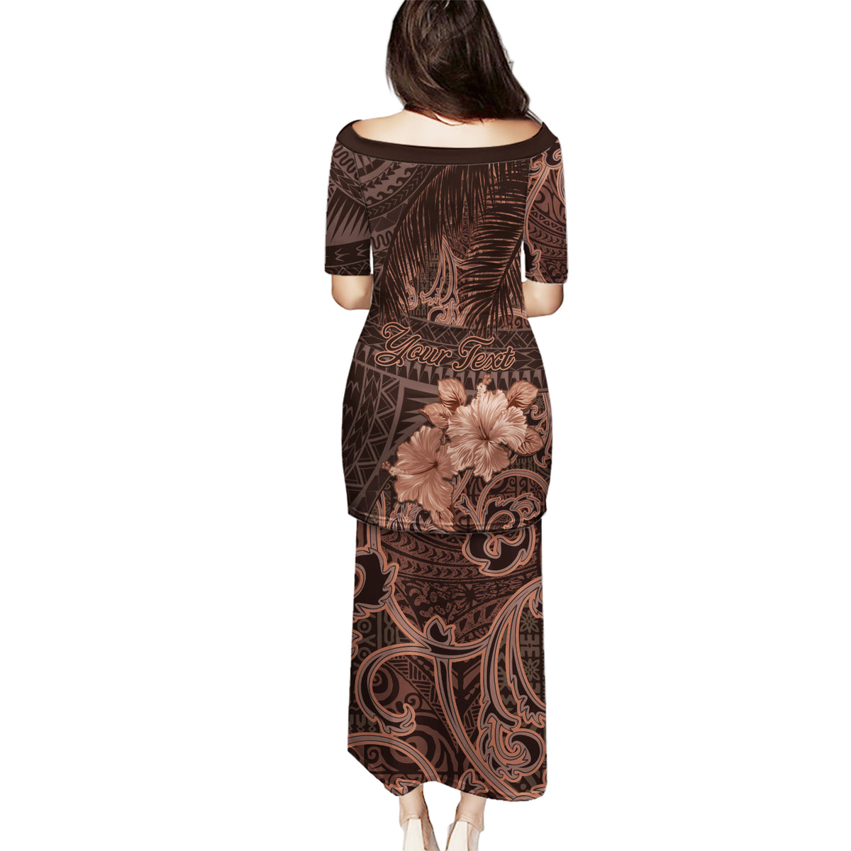 Bula Fiji Masi Puletasi Fijian Tapa Vintage Dark Brown Version LT01 - Polynesian Pride