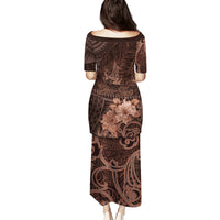 Bula Fiji Masi Puletasi Fijian Tapa Vintage Dark Brown Version LT01 - Polynesian Pride