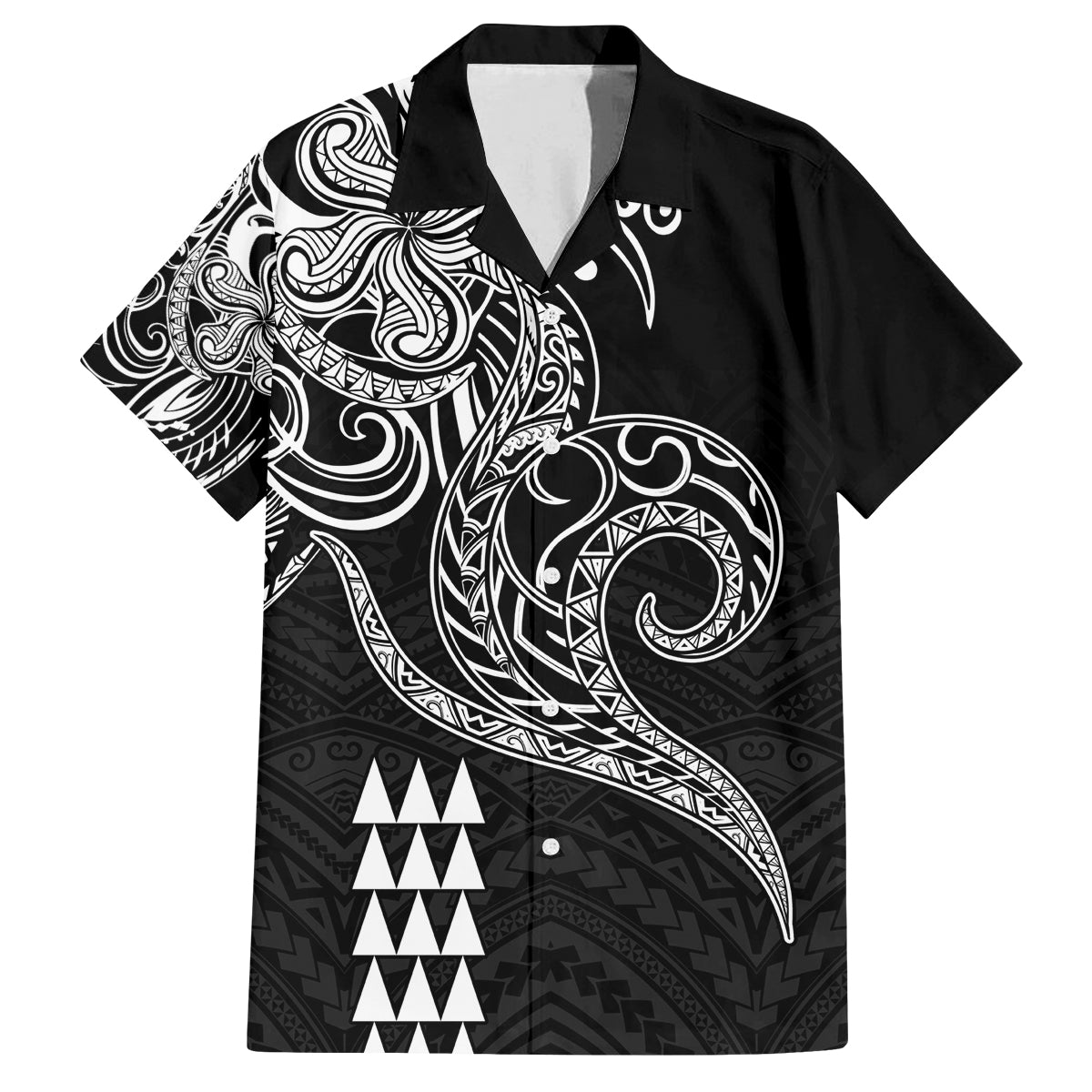 Hawaii Valentine Family Matching Off Shoulder Short Dress and Hawaiian Shirt Kakau Polynesian Heart LT01 Dad's Shirt - Short Sleeve Black - Polynesian Pride