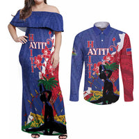 Personalised Haiti Le Marron Inconnu Couples Matching Off Shoulder Maxi Dress and Long Sleeve Button Shirt Dashiki Mix Polynesian Pattern