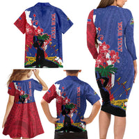 Personalised Haiti Le Marron Inconnu Family Matching Long Sleeve Bodycon Dress and Hawaiian Shirt Dashiki Mix Polynesian Pattern